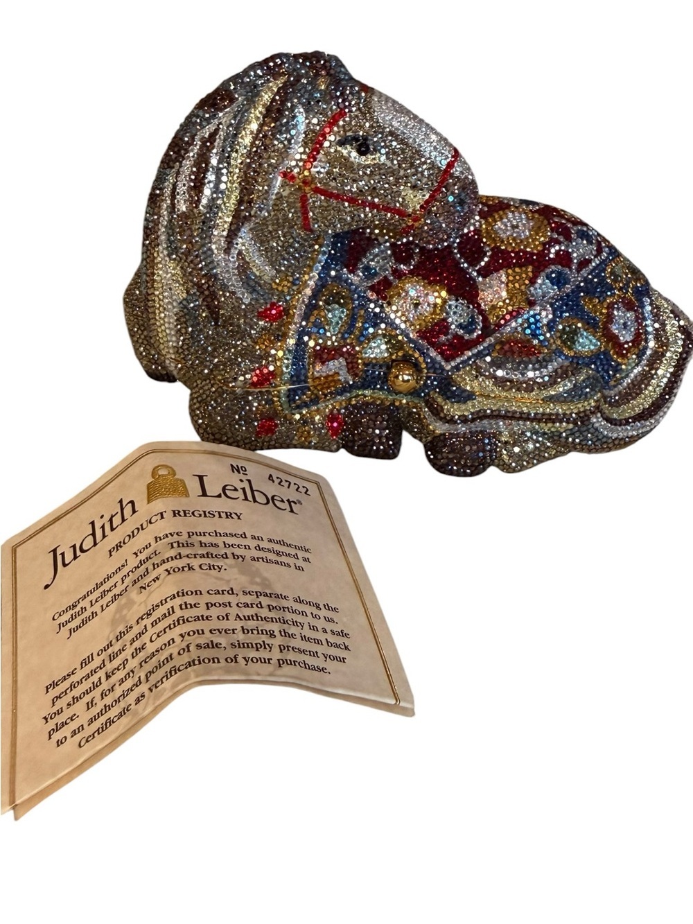 Judith Leiber Crystal Horse Clutch Minaudière Swarovski Evening Bag